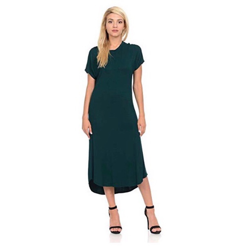 Iconic Luxe Women's A-Line Short Sleeve Midi Dress
